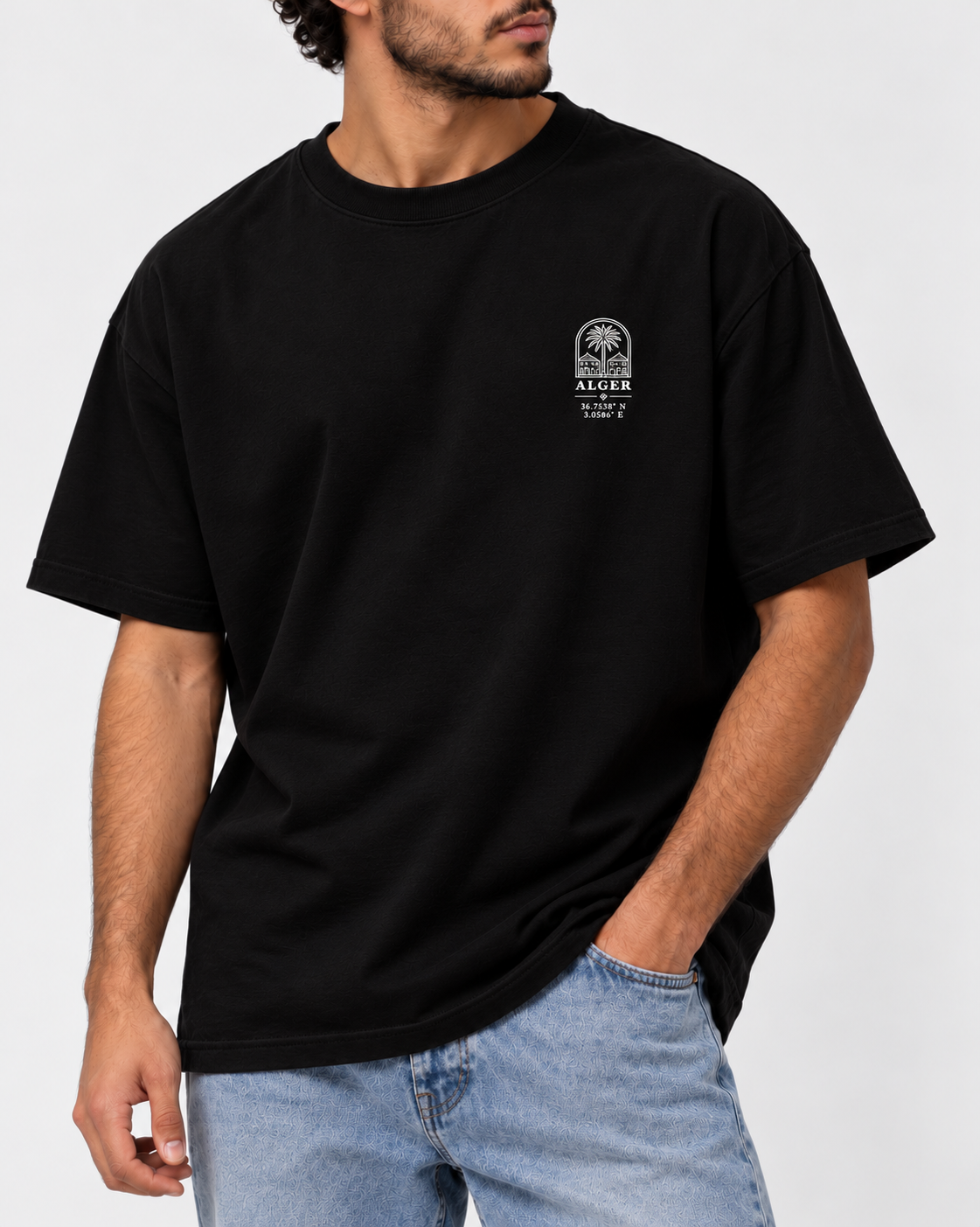 Alger — t-shirt oversize noir, HOGGAR, photo 2