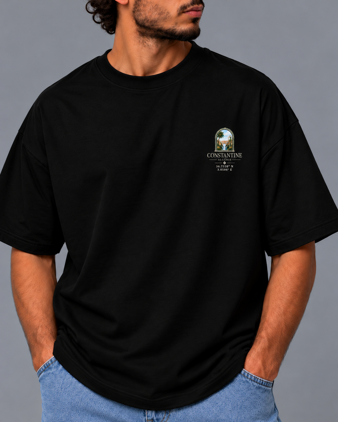 Constantine — t-shirt oversize noir, HOGGAR, photo 3