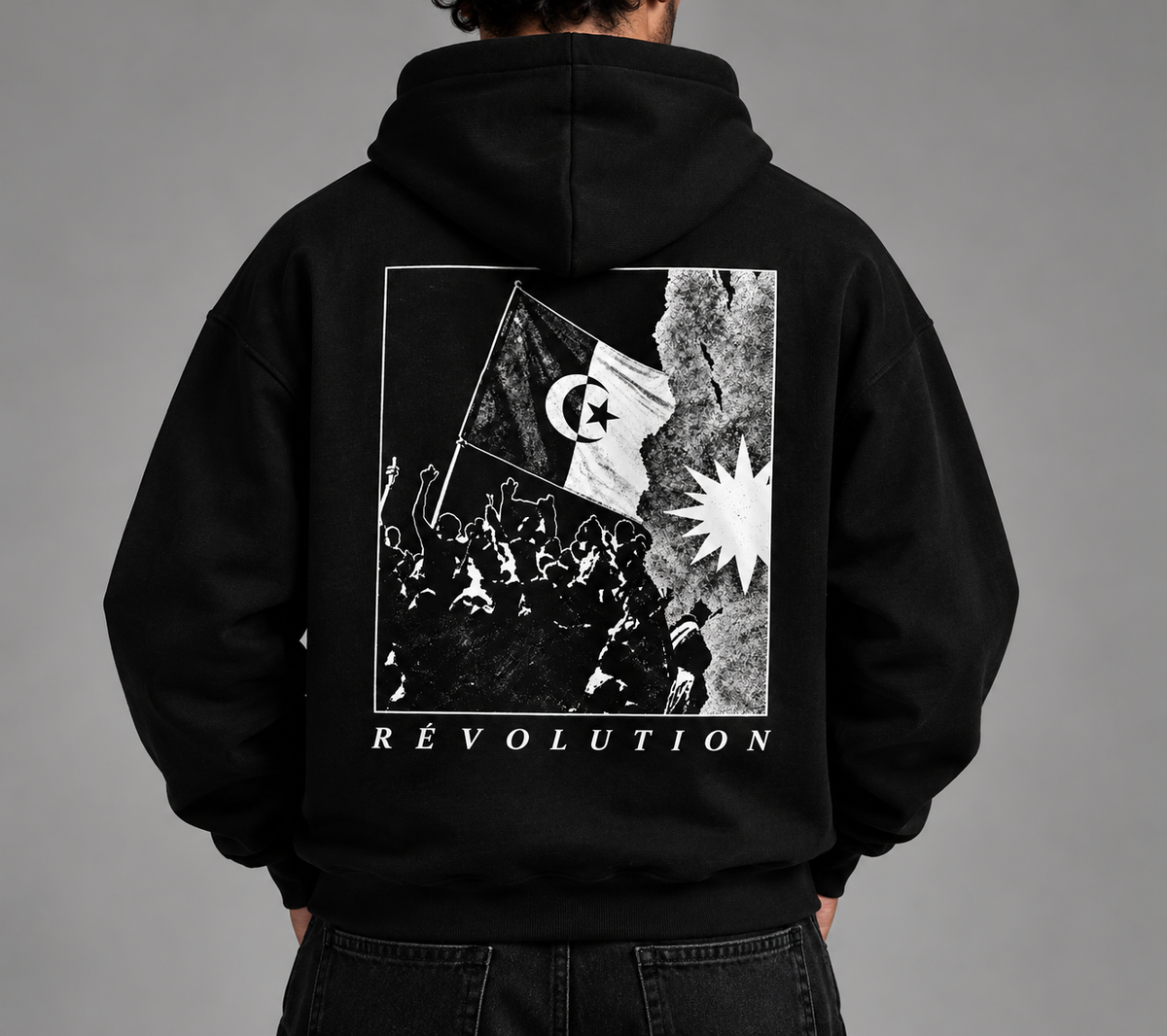 Révolution II — sweat à capuche noir, HOGGAR, photo 1