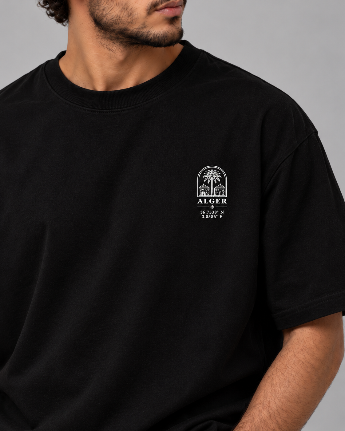 Alger — t-shirt oversize noir, HOGGAR, photo 3